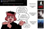 2025 absurd_res anthro bear beret blarf022 clothing dialogue english_text female french_accent hat headgear headwear hi_res horror_movie mammal movie_poster q&amp;a sherry_bear_(blarf022) solo text