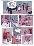anthro athletic_wear basil_(mikrogoat) beaver beaver_tail belly big_belly big_tail bottomwear clothing comic deep_navel dialogue domestic_pig ear_piercing exercise falling_over gym gym_bottomwear gym_shorts hi_res hooves horn hybrid jumping jumping_jacks male mammal mikrogoat mirror muscle_shirt navel overweight overweight_anthro overweight_male piercing rodent shorts silhouette simple_background snout speech_bubble stretch_marks suid suine sus_(pig) tail thought_bubble