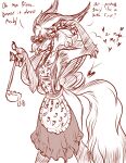 absurd_res adjusting_glasses apron apron_only blush blush_lines canid canine clothing eyewear fox glasses hi_res kitchen_utensils ladle mammal sketch strawberry_pattern text text_with_heart tools tufted_ears tufted_fur wastedtimeee wearing_glasses