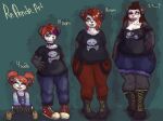 animal_ears anthro bear_ears black_clothing black_footwear black_shirt black_topwear boots breasts brown_hair butt choker clothes_writing clothing combat_boots cross-laced_footwear curvy_figure digital_media_(artwork) female footwear genitals group hair jewelry necklace piercing rn_(rnpanda) rnpanda shirt shoes topwear