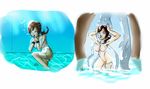 artist_request asphyxiation drowning female girl monster peril pool swimsuit underwater 