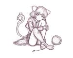  animal_ears barefoot basket between_toes feet fingers hands highres jewelry kuro_suto_sukii leg_hug mouse mouse_ears mouse_tail nazrin necklace short_hair sitting smile solo tail toes touhou 