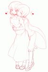  ^_^ antennae blush cape closed_eyes dress heart highres hug hug_from_behind mary_janes monochrome multiple_girls nakamura_kusata rumia shoes socks touhou wriggle_nightbug yuri 