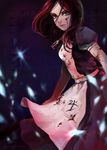  alice:_madness_returns alice_(wonderland) anthrakas bad_id bad_pixiv_id black_hair blood green_eyes jewelry jupiter_symbol long_hair necklace signature solo 