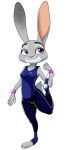  absurd_res clothing disney female hi_res judy_hopps lagomorph mammal rabbit shirt simple_background solo stretching tank_top tight_clothing white_background zigrock001 zootopia 
