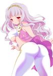  absurdres ass blush breasts highres hogeroh idolmaster idolmaster_(classic) large_breasts long_hair looking_back pants purple_hair red_eyes shijou_takane tight tight_pants underboob 