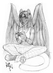 2024 4_toes 5_fingers absurd_res accessory angel anthro bangs bottomwear bracelet breasts clothing controller eyebrows eyelashes fangs feathered_wings feathers feet felid feline female fingers gaming hair hair_accessory hairclip hi_res holding_controller holding_object hybrid jewelry long_hair looking_at_viewer mammal mjw_darkmode open_mouth pajama_pants pajamas panther_tail pantherine pants pattern_bottomwear pattern_clothing pattern_pants paws plaid plaid_bottomwear plaid_clothing plaid_pants playing_video_game signature simple_background sitting sketch sleeveless_clothing sleeveless_shirt small_ears solo solo_focus tail teeth toes traditional_media_(artwork) whiskers white_background wings