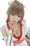  1girl asian cosplay dead_or_alive highres indoors kasumi kasumi_(doa) kipi-san looking_at_viewer photo simple_background solo white_background 