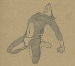  arch arched_back bulge canine doberman dog male mammal monochrome pose sepia solo speedo swimsuit toned topless tush underwear 