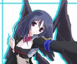  :o armband blue_hair enatetsu foreshortening head_tilt kyoukaisenjou_no_horizon malga_naruze purple_eyes solo upper_body wings 