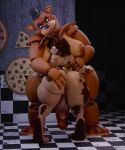 3d_(artwork) anthro bodily_fluids butt butt_grab darkpine digital_media_(artwork) duo five_nights_at_freddy&#039;s freddy_(fnaf) genital_fluids hand_on_butt hi_res imminent_sex leaking_precum male male/male nervous precum scottgames size_difference snips456fur spreading tyke_(tykeus)