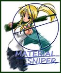  blonde_hair bullet dutch_angle green_eyes gun iris_(material_sniper) material_sniper ponytail rifle shousui sniper_rifle solo weapon 