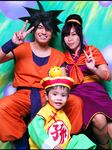  chi-chi_(dragon_ball) chichi cosplay dragon_ball family photo son_gohan son_gokuu v 