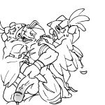 2022 4_arms 4_fingers after_sex ambiguous_anthro ambiguous_gender anthro arm_wraps balls big_penis black_and_white blush blush_lines bodily_fluids chest_scar eyes_closed feathered_wings feathers fingers generation_1_pokemon generation_6_pokemon genital_fluids genitals group hand_on_head hawlucha hi_res humanoid humanoid_genitalia humanoid_penis kneeling larger_humanoid larger_male leaking_precum leg_scar looking_at_another machamp male male/ambiguous male_humanoid monochrome multi_arm multi_limb nintendo nude_humanoid nude_male penis pokemon pokemon_(species) precum saliva saliva_on_tongue saliva_string scar simple_background size_difference smaller_ambiguous smaller_anthro snappy_snaz sweat thigh_scar tongue tongue_out trio vein veiny_penis white_background winged_arms wings wraps wrist_wraps