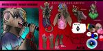 ace_of_spades clothed clothing confusion cor1998l electronics eulipotyphlan eyes hair haplorhine hedgehog hybrid male mammal microphone model_sheet monkey multicolored_hair primate rainbow_hair singer sleeping spikes tattoo topless