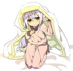  blanket index long_hair looking_at_viewer orange_eyes pajamas robe shirow_(crazy) silver_hair sitting sleepy solo tears to_aru_majutsu_no_index very_long_hair wariza 