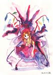  bad_id bad_pixiv_id blonde_hair flandre_scarlet hat polearm red_eyes solo tokoroten_(hmmuk) touhou weapon wings 