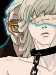  albert_maverick barnaby_brooks_jr blonde_hair chain covering_eyes glasses hand_on_another's_head male_focus multiple_boys old_man shirtless spoilers tears tegaki tiger_&amp;_bunny 