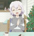  christmas_tree glasses grey_hair highres ikeda_chitose screencap solo sweater yuru_yuri 