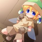  blonde_hair blue_eyes fairy fairy_wings hat kso original pointy_ears short_hair solo wings 