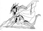  blood cape clothed clothing feathers loincloth monochrome polearm sergal skimpy solo spear standing tail tongue tongue_out unknown_artist weapon 