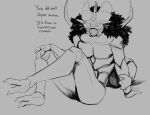 2_toes armor destiny_(video_game) dialogue digital_drawing_(artwork) digital_media_(artwork) eliksni feet headgear helmet hi_res male mithrax monochrome oker_yo simple_background solo toes