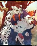 anthro anthro_on_anthro anthro_penetrated anthro_penetrating anthro_penetrating_anthro balls bite bodily_fluids canid canine canis cum cum_drip dripping duo erection eyes_closed fangs felid fluffy fluffy_tail fur genital_fluids genitals grey_body grey_fur hi_res humanoid_genitalia humanoid_penis interspecies joonkorner male male/male male_penetrated male_penetrating male_penetrating_male mammal nipples nude_male one_eye_closed open_mouth outside pantherine penetration penis plant sex shoulder_bite snow_leopard tail teeth tree wolf