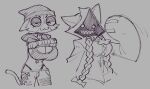 2024 :3 accessory animal_humanoid anthro arc_system_works bandaged_arms beanie bedroom_eyes big_breasts blazblue bottomwear bow_ribbon bra braided_hair breasts calico_cat caliginous cat_humanoid clothed clothing clothing_lift digital_drawing_(artwork) digital_media_(artwork) domestic_cat duo epic_games eyelashes felid felid_humanoid feline feline_humanoid felis female female_anthro female_humanoid fortnite grey_background hair hair_accessory hair_bow hair_ribbon hat headgear headwear humanoid jacket_lift kaka_(blazblue) looking_at_viewer mammal mammal_humanoid meow_skulls narrowed_eyes navel navel_piercing pants piercing pigtails pupils ribbons seductive shadowed_face sharp_teeth simple_background smile sports_bra tail taokaka teeth thong twin_braids underwear