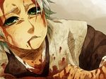  bleach blood boy green_eyes hitsugaya_toushirou nadame_(ume645) white_hair 