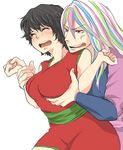  black_hair blush breast_grab breasts brother_and_sister eyes_closed grabbing multicolor_hair multicolored_hair rin_(toriko) sani_(toriko) siblings toriko_(series) wrist_grab 