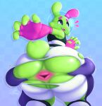2025 4_fingers absurd_res alien alien_humanoid ambiguous_gender ambiguous_humanoid anal_fluids anal_juice_string angryelanoises antennae_(anatomy) anus artist_name bar_emanata big_butt big_hands blue_background bodily_fluids bottomwear butt butt_focus checkered checkered_background clothing digital_drawing_(artwork) digital_media_(artwork) emanata eyebrows fingerless_gloves fingers freckled_butt freckled_face freckles glistening glistening_anus glistening_butt glistening_tail gloves green_antennae green_body green_butt green_skin green_tail handwear hi_res humanoid looking_back looking_down narrowed_eyes nervous_smile not_furry null_bulge open_mouth open_smile outline pants pattern_background pink_antennae pink_anus pink_clothing pink_emanata pink_eyebrows pink_fingerless_gloves pink_gloves pink_handwear pink_tongue purple_tentacles roswell_grey shaded short_tail simple_background smile soft_shading solo space_helmet sploot_(unknownspy) spread_anus spread_butt spreading tail tentacle_creature tentacles text thick_thighs tongue torn_bottomwear torn_clothing torn_pants white_bottomwear white_clothing white_eyes white_outline wide_hipped_ambiguous wide_hipped_humanoid wide_hips