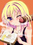  artist_request blonde_hair blush censored cum cum_on_food cum_on_hair ejaculation facial hairjob source_request 