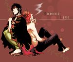  2boys beads black_hair deadman_wonderland gankaku genkaku kengamine_nagi multiple_boys red_hair scar smoking 