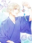  aki_(bokunosora) blonde_hair ivan_karelin japanese_clothes male_focus purple_eyes solo tiger_&amp;_bunny wind_chime 