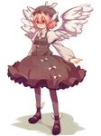  animal_ears bad_id bad_pixiv_id bonu_(tsunatan) brown_dress brown_legwear crazy_eyes dress full_body hat long_sleeves mary_janes mystia_lorelei pantyhose petticoat pink_hair red_eyes shoes short_hair simple_background slit_pupils smile solo standing touhou winged_shoes wings 