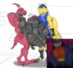 abdominal_bulge ambiguous_fluids anthro arkan_(flardan) aroused belly big_bulge bottomwear bulge casual_pred cheasket_(flardan) clothing curled_up detailed_bulge exhibitionism face_imprint footwear galvantula garchomp garchomp_(reburst) generation_4_pokemon generation_5_pokemon glistening glistening_clothing glistening_underwear gloves grin groan group gurgle_(sound_effect) hand_imprint handwear heartman98 hi_res humanoid humiliation imprint internal legwear liquid male muffled muffled_moaning nintendo oral_vore organs paw_imprint paws pokemon pokemon_(species) pokemon_pred pokemorph public public_exposure public_humiliation rumbling_stomach sam_(samagthrav2) scarf shocked shorts sleeves smile socks soft_vore sound_effects speedo spread_knees stomach strolling surprised_expression swimwear tight_bottomwear tight_bulges tight_clothing tight_shorts tight_underwear tights toothy_grin topwear trio underwear venipede vest vore willing_prey zipper_topwear