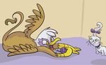  ball ball_of_yarn cat feline female feral friendship_is_magic gilda_(mlp) gryphon hasbro mammal my_little_pony opalescence_(mlp) playing ponygoggles thread wings yarn 