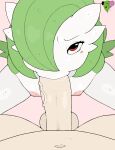 areola bodily_fluids breasts duo fellatio female first_person_view gardevoir generation_3_pokemon genitals green_body hair hair_over_eye hi_res human human_pov humanoid interspecies looking_at_viewer male male/female mammal nintendo nipples not_furry nude nude_human oral oral_penetration penetration penile penis penis_in_mouth pokemon pokemon_(species) pokephilia red_eyes saliva sex vein veiny_penis white_body y0dare