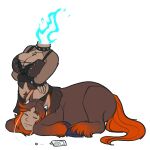 1:1 2025 alpha_channel amber-aria animated ankh ankh_necklace blue_fire brown_body centaur collar colored_fire crossed_arms detachable detachable_head dullahan electronics equid equid_taur european_mythology eyes_closed female fire flaming_neck greek_mythology hair headless headphones humanoid_taur irish_mythology jewelry listening_to_music lying mammal mammal_taur modular mythology necklace on_front orange_hair rosemary_(cloudkaiju) simple_background solo spiked_collar spikes taur transparent_background