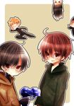  black_hair brown_hair chibi gantz gantz_suit highres kato_masaru kurono_kei masaru_kato nishi_joichiro nishi_jouichirou orange_hair sakurai_hiroto shimohira_reika x-gun 