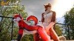3d_(artwork) 5_fingers anal anthro anthro_on_anthro balls biped black_claws black_nose blender_(artwork) blender_cycles brown_body brown_fur butt canid canine canis claws cloud cloudy_sky digital_media_(artwork) digitigrade domestic_dog duo fingers fluffy fur genitals gloves_(marking) hair hi_res humanoid_genitalia humanoid_penis invalid_tag male male/male male_anthro mammal markings nude park pawpads paws penile penis plant realistic red_(red_wulfie) red_body red_fur red_wulfie sex sky tail tree watermark whiskers white_body white_fur white_whiskers wolf