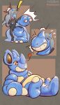 absurd_res animate_inanimate canid canine clothing dustyerror fox generation_1_pokemon hi_res inflatable inflatable_transformation latex mammal necktie nidoqueen ninetales nintendo plastic pokemon pokemon_(species) pool_toy rhinoceros torn_clothing toy transformation