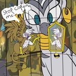  avian cage ear_piercing equine female feral friendship_is_magic gilda_(mlp) gryphon guilda_(mlp) hasbro mammal mirror my_little_pony piercing ponygoggles wings zebra zecora_(mlp) 