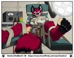2019 4_toes anthro artist_name asylum balls bdsm black_claws black_pawpads black_snout blue_ears blue_markings bondage border bound cable canid canine chair chastity_cage chastity_device claws digital_drawing_(artwork) digital_media_(artwork) dipstick_tail electrostimulation electrostimulation_chastity_cage electrostimulation_chastity_device eyebrows feet footprint fox fur furniture genitals humanoid_genitalia humanoid_penis kemira long_tail male mammal markings medical metal_chastity_cage muzzle_(object) muzzled otis_(milo_amiro) padded_room pawpads pawprint penis pink_body pink_eyes pink_face pink_fur pink_penis plantigrade pointy_ears prick_ears restraints sitting solo spread_legs spreading story story_in_description straitjacket straps tail tail_markings tan_balls tan_body tan_eyebrows tan_fur tan_inner_ear tan_neck tan_tail_tip tan_toes text tied_to_chair toes url white_border