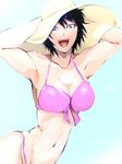  bikini black_hair blue_eyes breasts cleavage hat large_breasts lowres open_mouth rin_(toriko) swimsuit toriko_(series) 