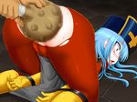  1boy 1girl anal anal_break anus ass ass_juice bdsm bent_over blue_hair blush bodysuit bondage boots bound cameltoe censored chunsoft club dark-skinned_male dragon_quest dragon_quest_iii enix extreme_insertion fucked_silly gloves hat insertion large_insertion latex long_hair mosaic_censoring object_insertion pain priest_(dq3) rape red_eyes saliva spread_legs sweat tears tongue top-down_bottom-up torn_clothes torture trubka weapon 