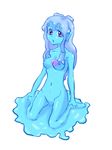  blue_eyes blue_hair blue_skin breasts goo_girl monster_girl nipples no_pussy pointy_ears puddle slime slime_girl slimegirl 