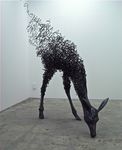  cervine deer feral grazing hooves mammal photo proper_art real sculpture solo steel_wire_sculpture tomohiro_inaba wire 