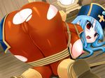  anus ass bdsm bent_over blue_hair blush bodysuit bondage boots bound cameltoe censored chunsoft dragon_quest dragon_quest_iii enix erect_nipples gloves hat latex long_hair nipples open_mouth priest_(dq3) red_eyes rope shibari tears top-down_bottom-up torn_clothes trubka 