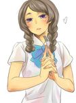  bad_id bad_pixiv_id bow braid brown_hair fork holding holding_fork inazuma_eleven_(series) inazuma_eleven_go long_hair purple_eyes solo tobacco_(tabakokobata) twin_braids yamana_akane 